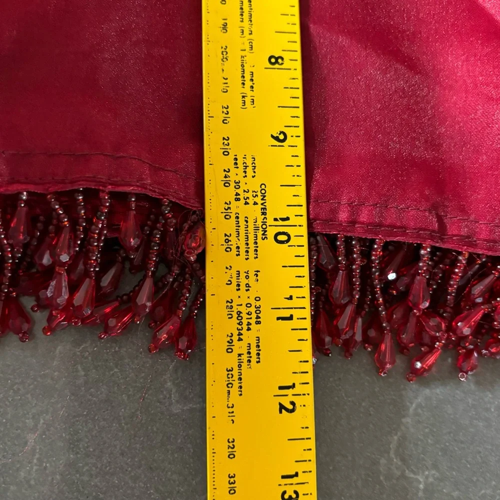 4 Red chair toppers organza bows with beaded fringe NWOT